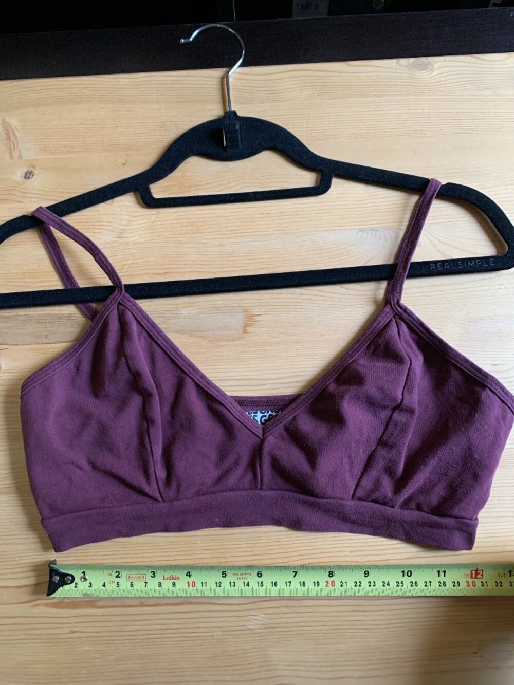 Groceries Apparel V-Bra Size L Logwood Plum Organic Cotton Quiet Luxury Lounge